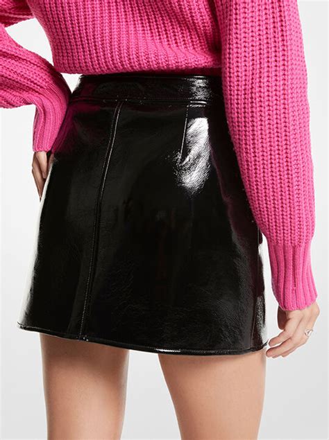 michael kors patent leather crinkled|Crinkled Faux Patent Leather Skirt .